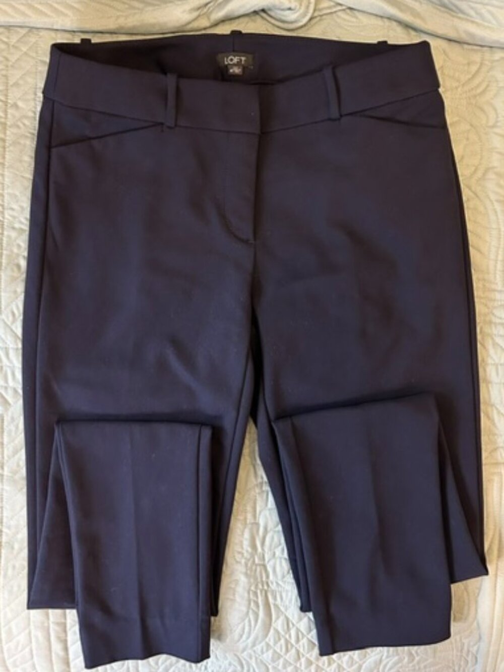LOFT EUC Julie Curvy Fit Dress Pants Navy Blue Size 4 Tall